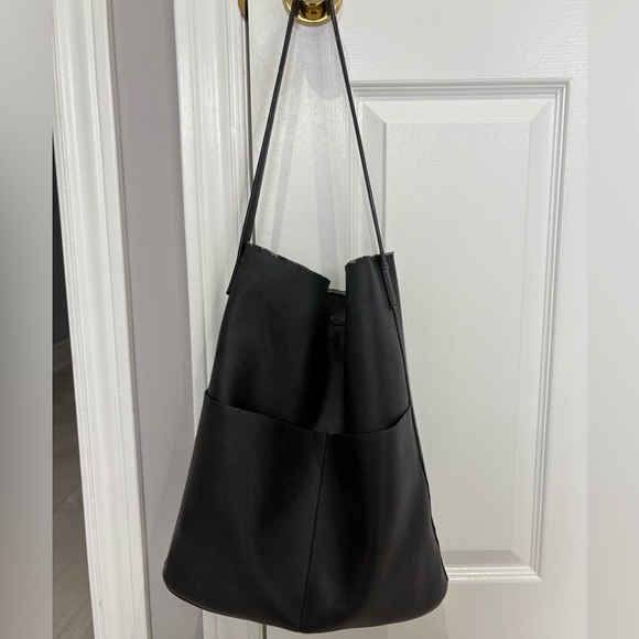 OAK + FORT Handbags - OAK + FORT Black Pebbled Shoulder Bag